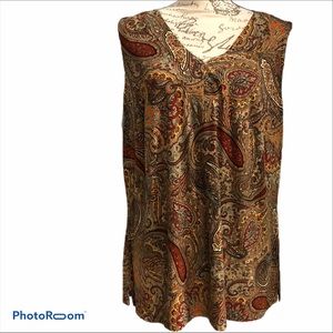 Boho flowey paisley vneck career casual tank 1x